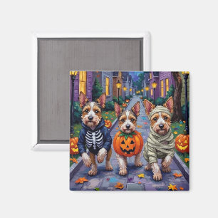 Biewer Terrier beim Trick-or-Treat Halloween-Kostü Magnet