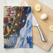 Biewer Terrier Christmas Boat Holiday Geschirrtuch (Viertel Falte)