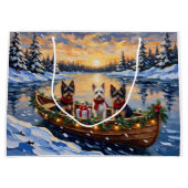 Biewer Terrier Christmas Boat Holiday Große Geschenktüte (Vorderseite)