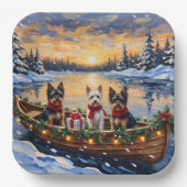 Biewer Terrier Christmas Boat Holiday Pappteller (Vorderseite)