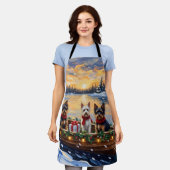 Biewer Terrier Christmas Boat Holiday Schürze (Getragen)