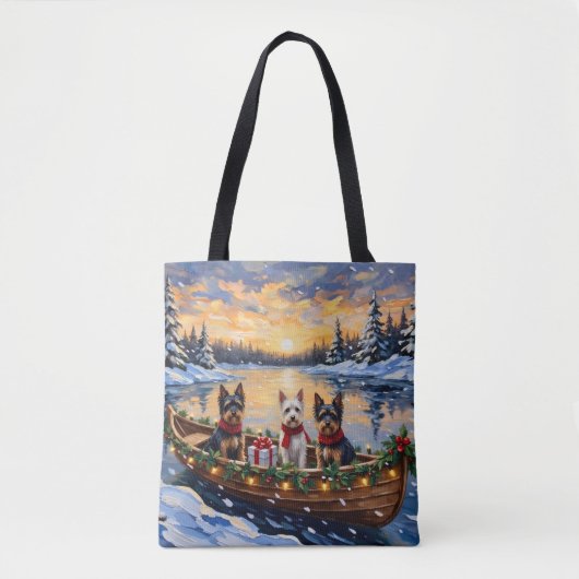 Biewer Terrier Christmas Boat Holiday Tasche (Vorderseite)