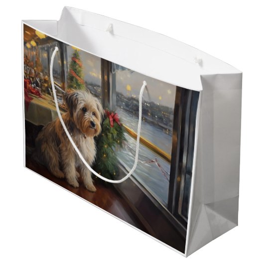 Biewer Terrier Christmas Cruise: Pawsome Holiday Große Geschenktüte (Rückseite Schrägansicht)