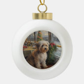 Biewer Terrier Christmas Cruise: Pawsome Holiday Keramik Kugel-Ornament (Vorderseite)