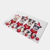 Biewer Terrier Christmas Dress Santa Hat Fußmatte (Schrägansicht)