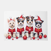 Biewer Terrier Christmas Dress Santa Hat Fußmatte (Vorderseite)