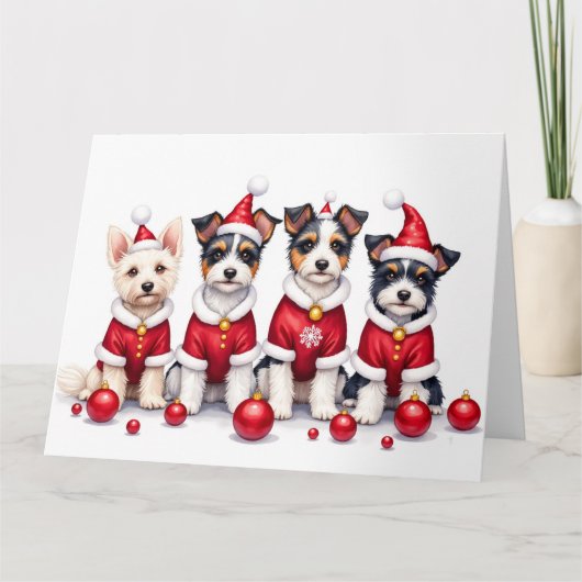 Biewer Terrier Christmas Dress Santa Hat Karte (Vorderseite)