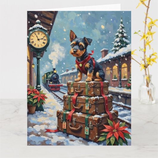 Biewer Terrier Christmas Holiday Travel Karte (Gelbe Blume)