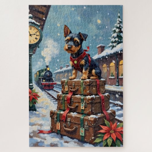 Biewer Terrier Christmas Holiday Travel Puzzle (Vertikal)