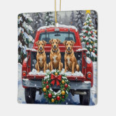 Biewer Terrier Christmas Red Truck Holiday Keramikornament (Links)