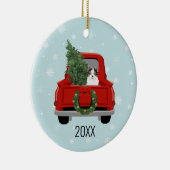 Biewer Terrier Christmas Red Truck Keramik Ornament (Rechts)