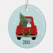 Biewer Terrier Christmas Red Truck Keramik Ornament (Links)