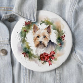 Biewer Terrier Christmas Wreath Festive Pup Button (Beispiel)