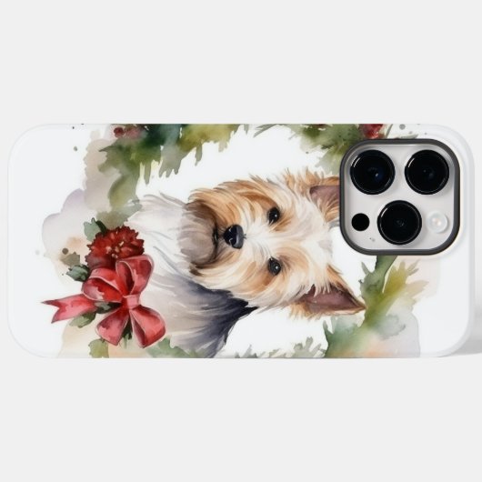 Biewer Terrier Christmas Wreath Festive Pup Case-Mate iPhone Hülle (Rückseite (Horizontal))