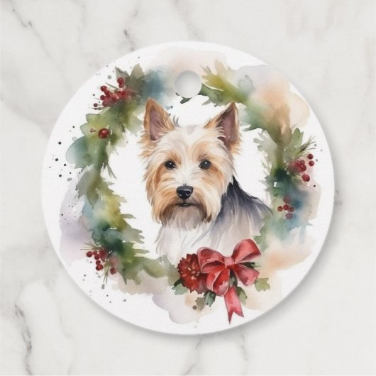 Biewer Terrier Christmas Wreath Festive Pup Geschenkanhänger (Rückseite)