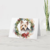 Biewer Terrier Christmas Wreath Festive Pup Karte (Vorderseite)