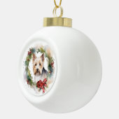 Biewer Terrier Christmas Wreath Festive Pup Keramik Kugel-Ornament (Rechts)