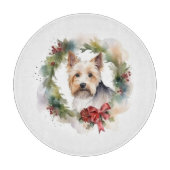 Biewer Terrier Christmas Wreath Festive Pup Schneidebrett (Vorderseite)