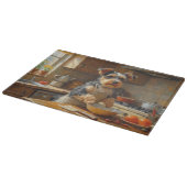 Biewer Terrier Cooking in Kitchen Schneidebrett (Ecke)