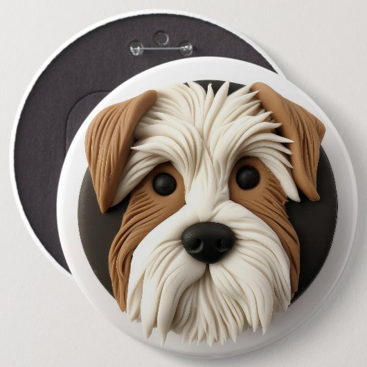Biewer Terrier Dog 3D Inspiriert Button (Vorne & Hinten)