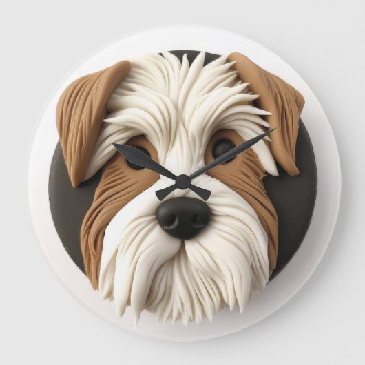 Biewer Terrier Dog 3D Inspiriert Große Wanduhr (Vorderseite)