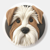 Biewer Terrier Dog 3D Inspiriert Runder Aufkleber (Vorderseite)