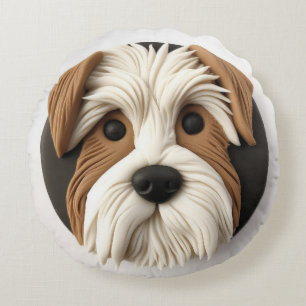 Biewer Terrier Dog 3D Inspiriert Rundes Kissen