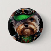 Biewer Terrier Dog Autofahrrad St. Patrick's Day Button (Vorderseite)