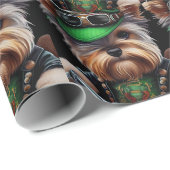 Biewer Terrier Dog Autofahrrad St. Patrick's Day Geschenkpapier (Rolleneckpunkt)