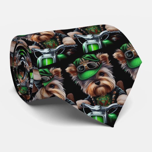 Biewer Terrier Dog Autofahrrad St. Patrick's Day Krawatte (Gerollt)