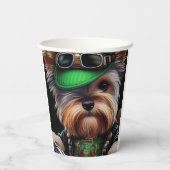 Biewer Terrier Dog Autofahrrad St. Patrick's Day Pappbecher (Rückseite)