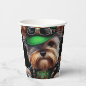 Biewer Terrier Dog Autofahrrad St. Patrick's Day Pappbecher (Vorderseite)