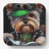 Biewer Terrier Dog Autofahrrad St. Patrick's Day Pappteller (Vorderseite)