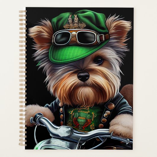 Biewer Terrier Dog Autofahrrad St. Patrick's Day Planer (Vorderseite)