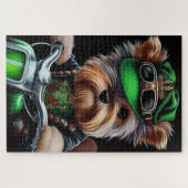 Biewer Terrier Dog Autofahrrad St. Patrick's Day Puzzle (Horizontal)