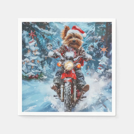 Biewer Terrier Dog Christmas Serviette (Vorderseite)