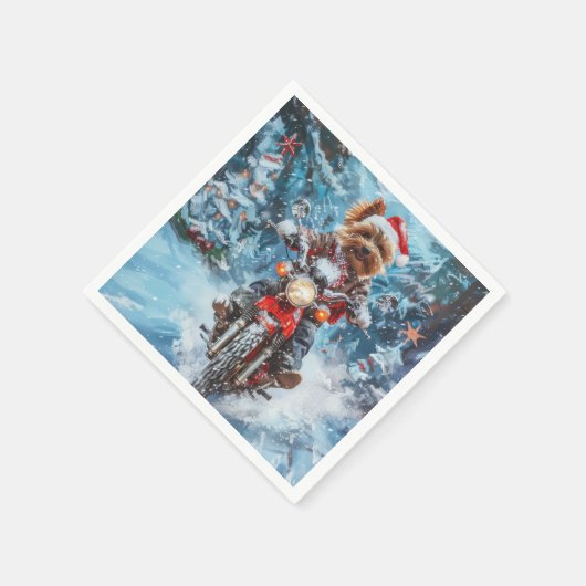 Biewer Terrier Dog Christmas Serviette (Ecke)