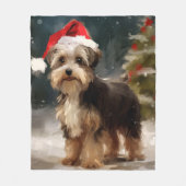 Biewer Terrier Dog in Schneehocht Fleecedecke (Vorderseite)