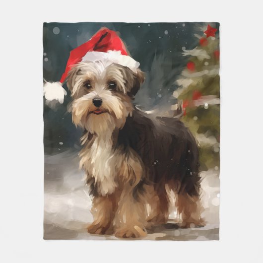 Biewer Terrier Dog in Schneehocht Fleecedecke (Vorderseite)