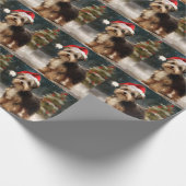 Biewer Terrier Dog in Schneehocht Geschenkpapier (Ecke)