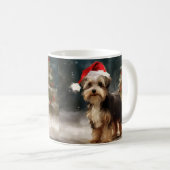 Biewer Terrier Dog in Schneehocht Kaffeetasse (VorderseiteRechts)