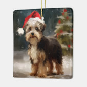 Biewer Terrier Dog in Schneehocht Keramikornament (Links)