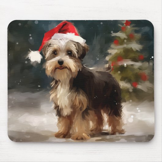 Biewer Terrier Dog in Schneehocht Mousepad (Vorne)
