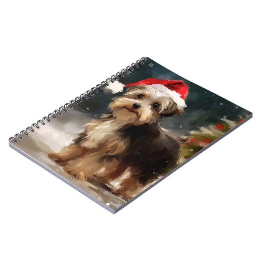 Biewer Terrier Dog in Schneehocht Notizblock (Linke Seite)