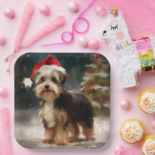 Biewer Terrier Dog in Schneehocht Pappteller (Party)