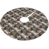 Biewer Terrier Dog in Schneehocht Polyester Weihnachtsbaumdecke (Schrägansicht)