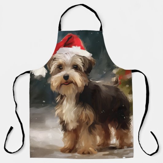 Biewer Terrier Dog in Schneehocht Schürze (Vorderseite)