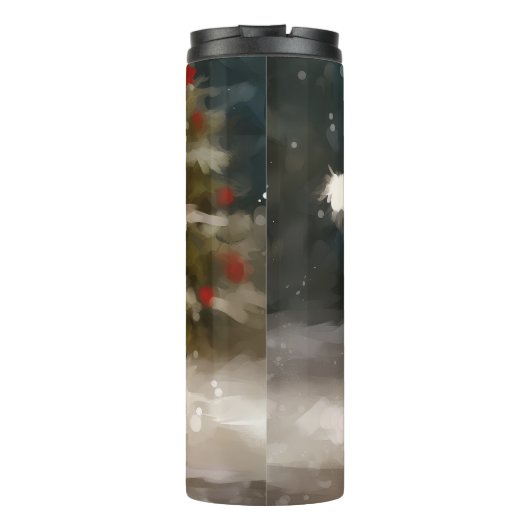 Biewer Terrier Dog in Schneehocht Thermosbecher (Rückseite)