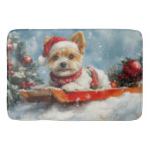 Biewer Terrier Dog in Sledge Let it Snow Christmas Badematte (Vorderseite)