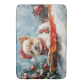 Biewer Terrier Dog in Sledge Let it Snow Christmas Badematte (Vorderseite Vertikal)